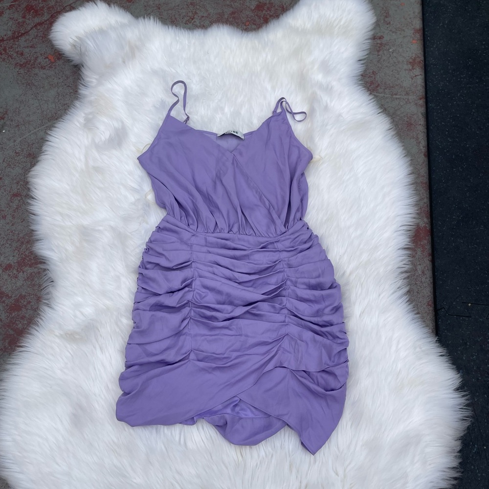 Lavender Ruched Mini Dress